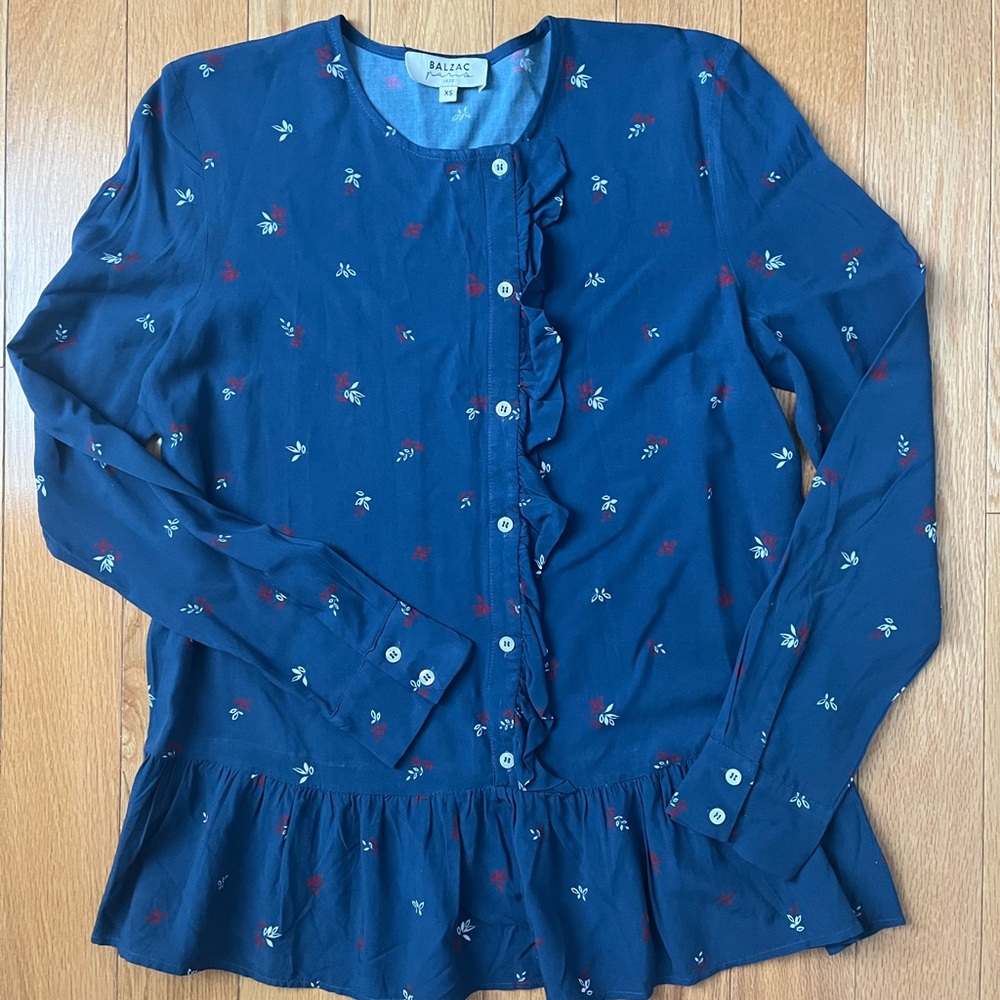 Women's Blue Floral Top Balzac Paris